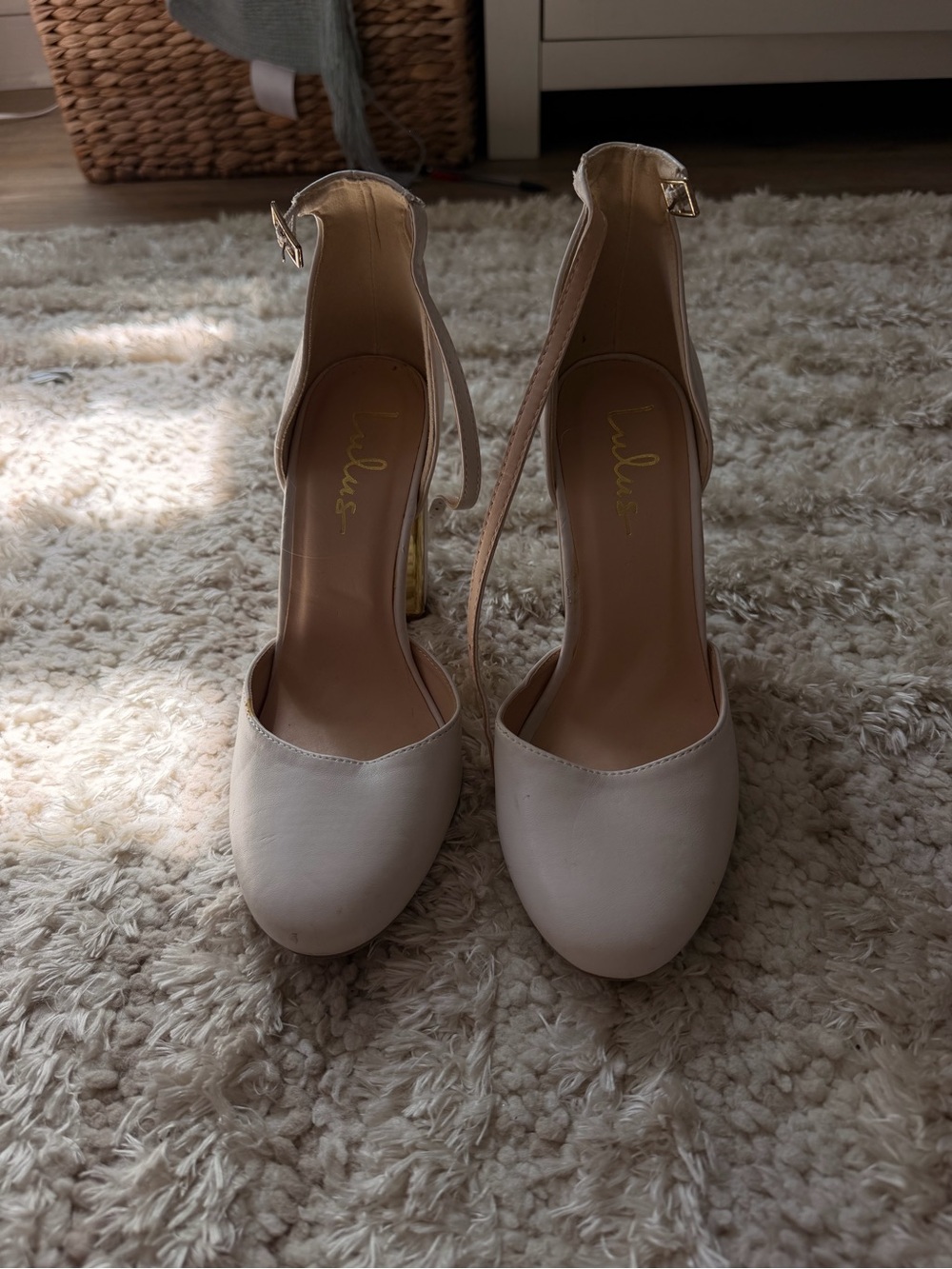 Lulu's Cream Ankle-Strap Heels